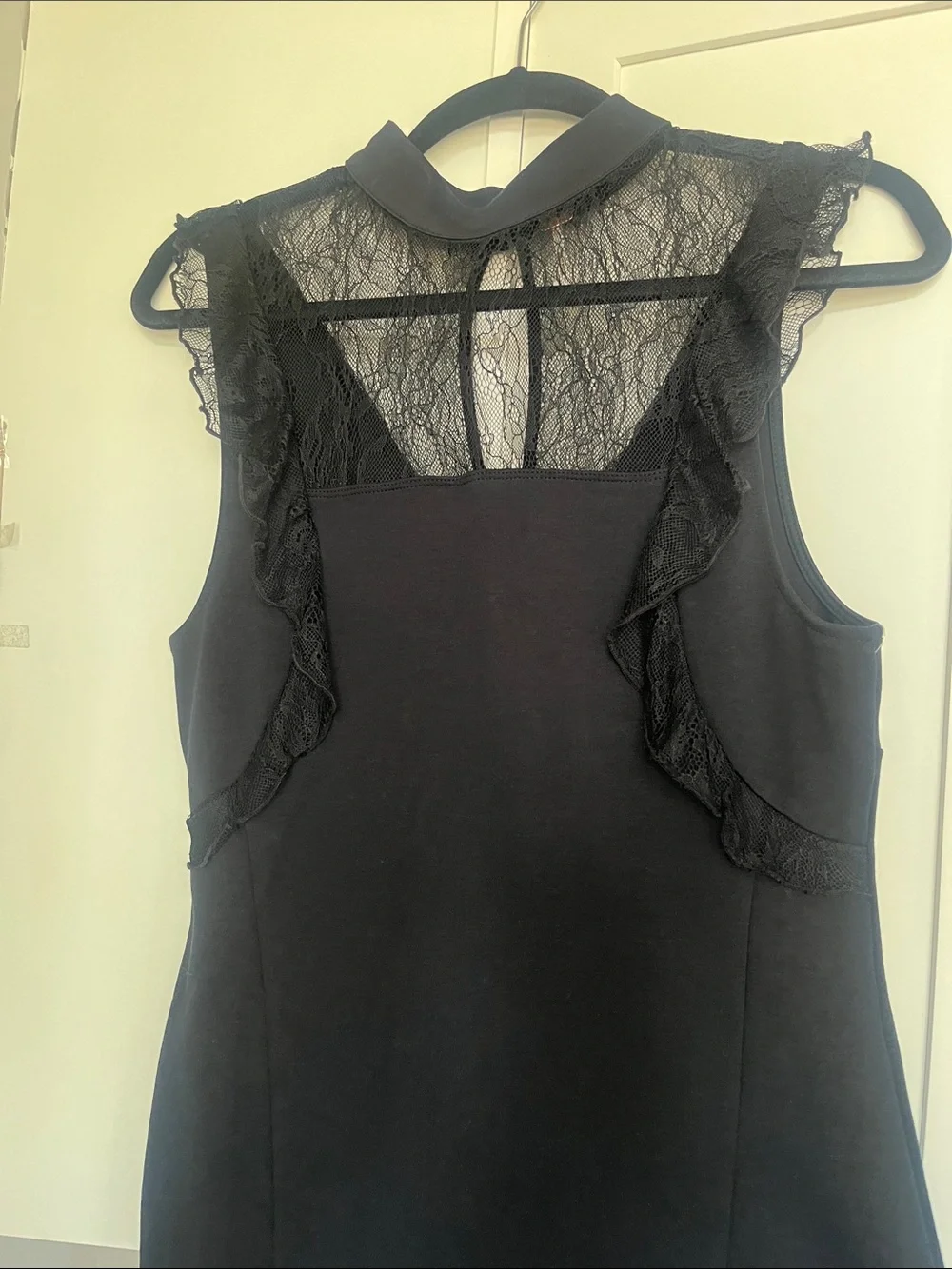Free People Black Sleeveless Dress with Lace Yoke